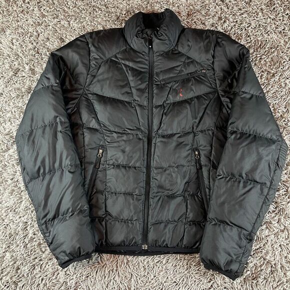 Spyder Puffer Jacket Mens Small S Goose Down Black Full Zip Quilted Logo Fill - Picture 1 of 15